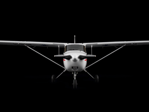 Photo-realistic image of Cessna 172 with wingspan.