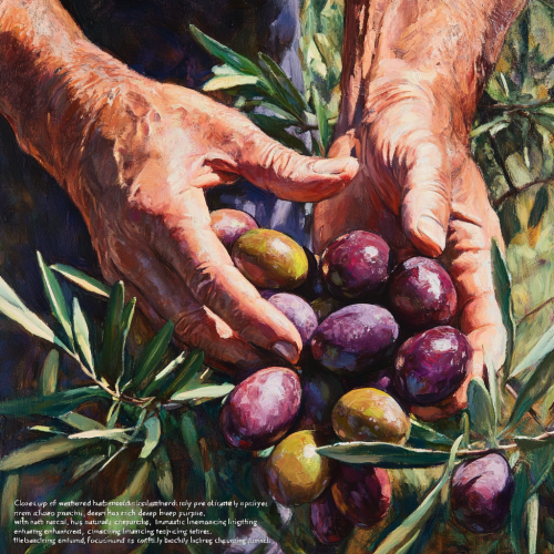 Picking Olives with Weathered Hands in the Sun