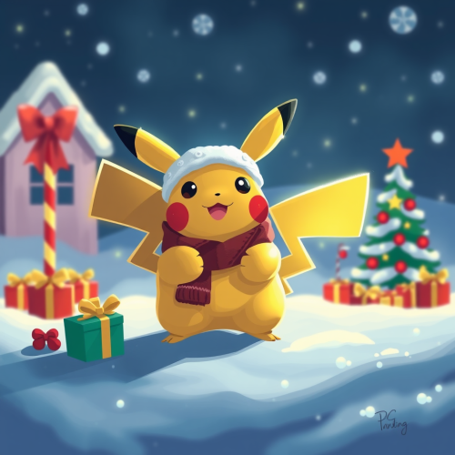 Pikachu Celebrating the Christmas Holiday