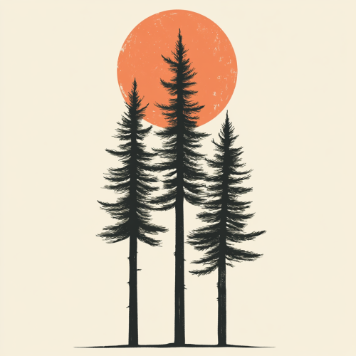 Pine Trees in Retro Style Postcard