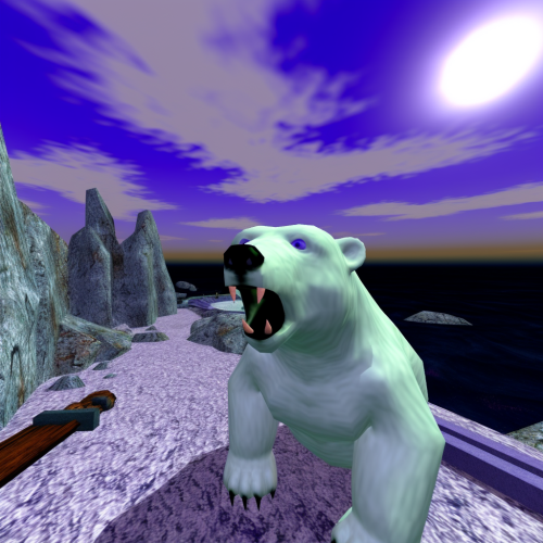 Pixelated glitchart of polar bear, radioactive dreams screencapture.