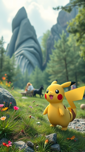 Pokemon in the real world: Pikachu in forest.