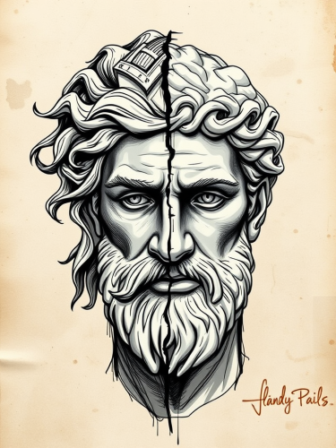 Pop Art Sketch of Zeus and King David