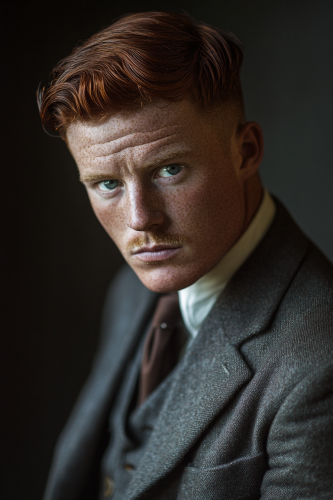 Portrait of Irish Gangster in 1920s with Red Hair.