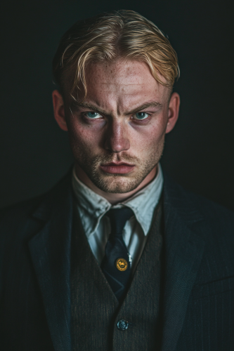 Portrait of Irish gangster in business suit.