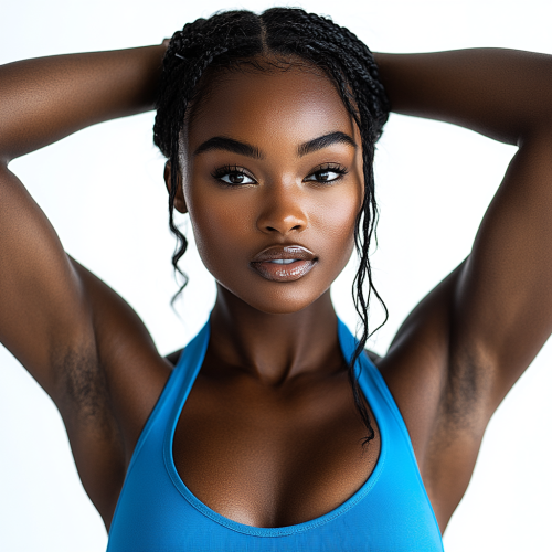 Portrait of Strong, Beautiful Black Woman in Blue