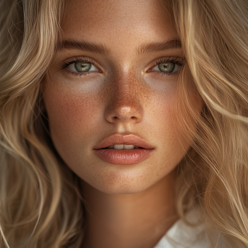 Portrait of a Blonde Woman with Wavy Hair