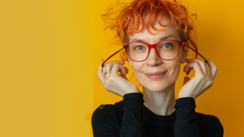 Portrait of a happy woman with orange hair