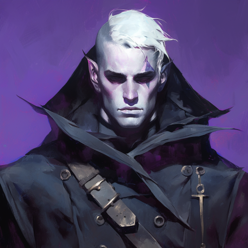 Portrait of a mysterious drow with ancient tattoos