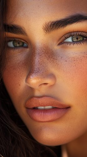 Portrait of a realistic woman on Sony camera