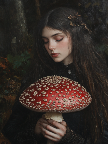 Portrait of beautiful woman like a medieval witch