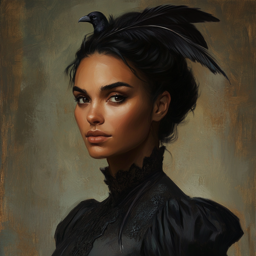 Portrait of dark-skinned Slavic woman at Renaissance inn