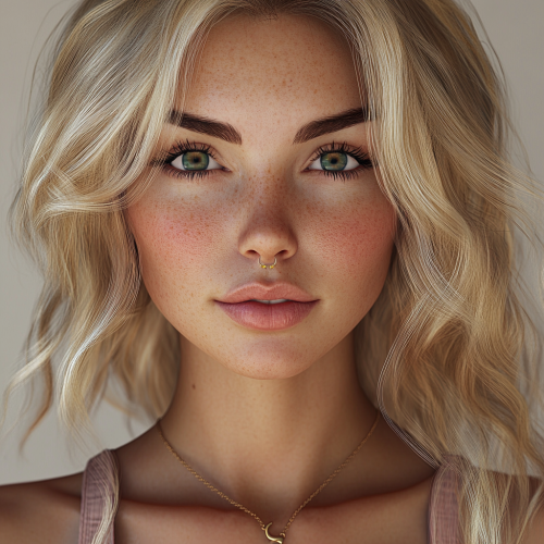 Portrait of young woman with blonde hair necklace