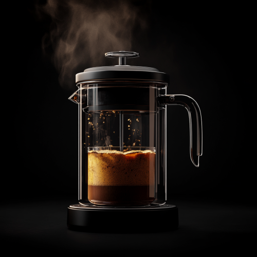 Pouring French press coffee into fancy cup