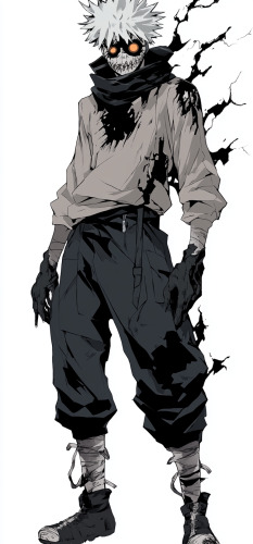 Powerful anime character with Chakra Energy in Horror Style