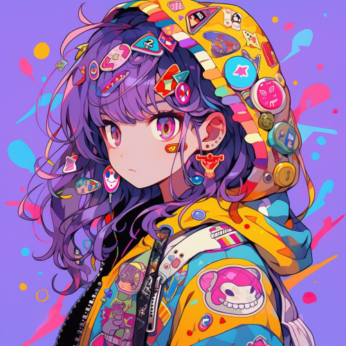 Pretty anime girl in stylish clothes