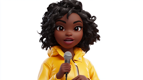 Professional newscaster reporting from hurricane in raincoat