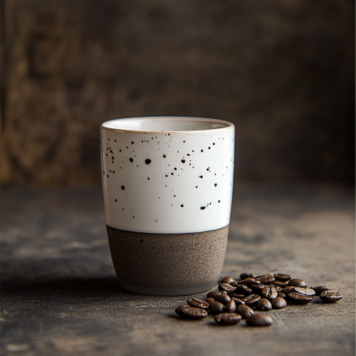 Professional photo of coffee cup with beans on table