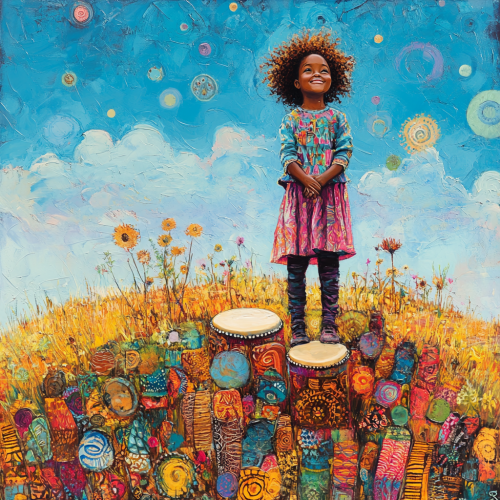 Proud Black Child Standing Confidently Under Blue Sky