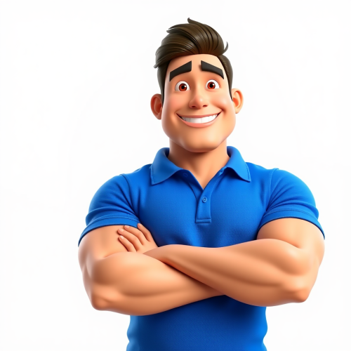 Proud Roofing Company Avatar in Blue Polo Shirt