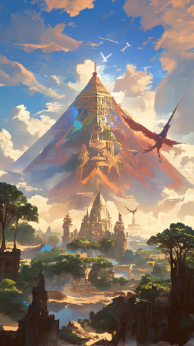 Pyramid with Half Stone and Sand Effects