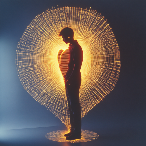 Radiant Human Figure with Golden Energy Torus Glow