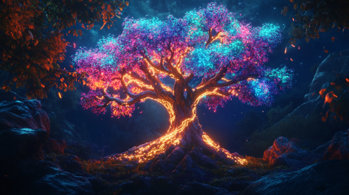 Radiant Tree of Life: Healing Energy Illustration
