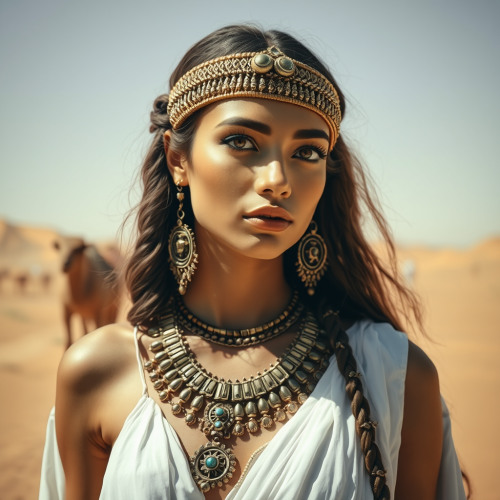 Rapunzel and Egyptian Woman in Desert Caravan