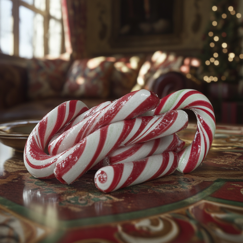 Realistic candy cane stack after Christmas dinner shoot