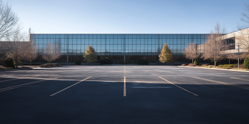 Realistic parking lot in front of building. Canon EOS.