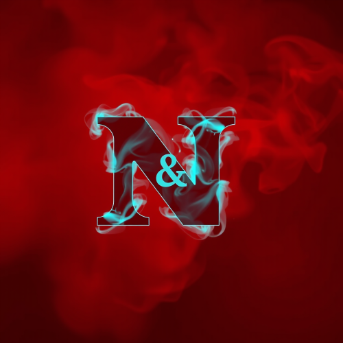 Red N and D Logo on Smoky Background