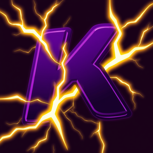 Regal Purple K Surrounded by Vibrant Lightning