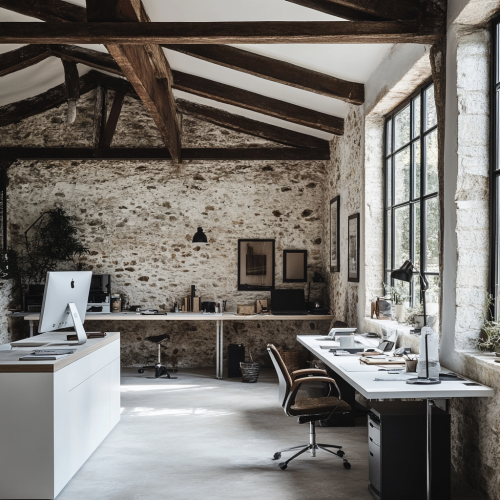 Renovated industrial workroom with cozy vibes 