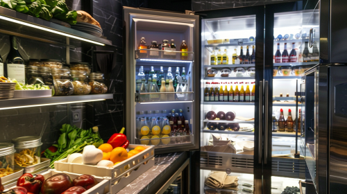 Restaurant Professional Cool Storage with Food Inside.