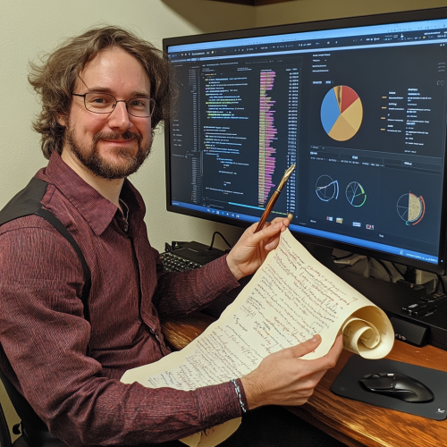 Ricky Writes with Quill, Uses Computer for Work