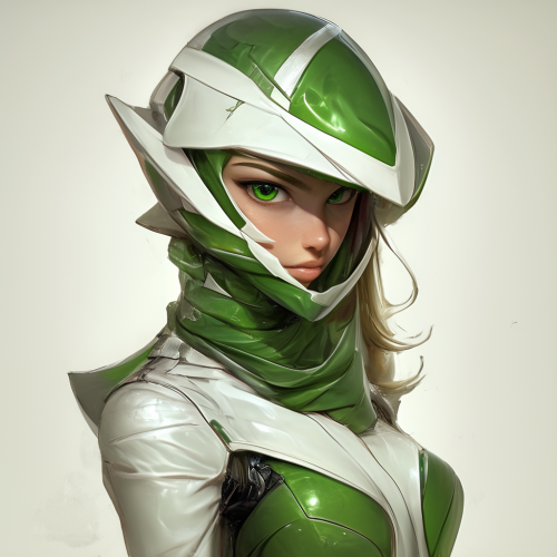 Robot girl green lantern in white suit.