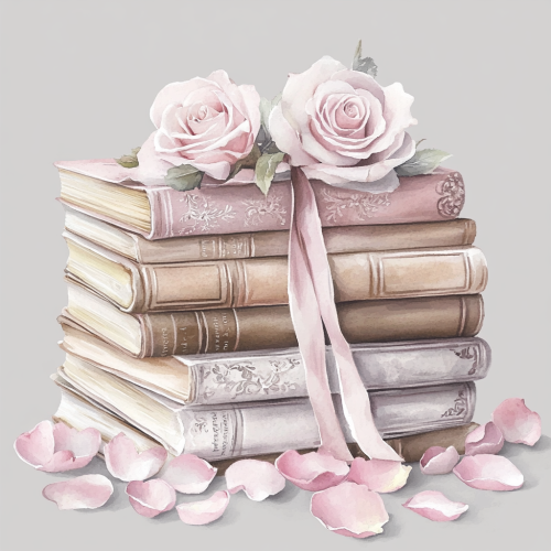 Romantic Book Covers and Roses Illustration