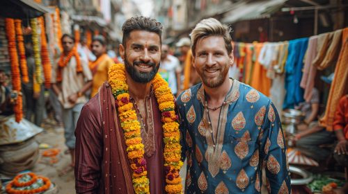 Ronaldo and Messi in India for festival photo. Ronaldo and Messi in India for festival photo.