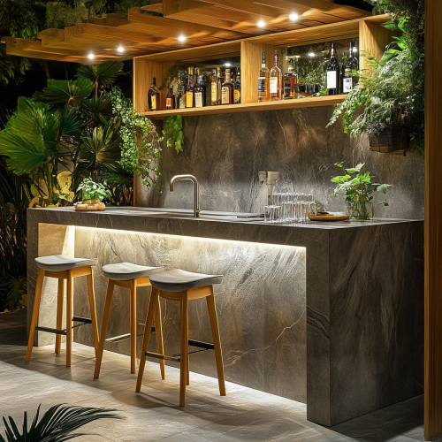 Roof Garden Table Bar with Sink and Marmol