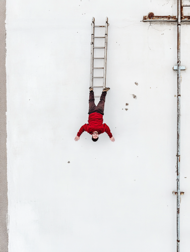 Rooftop perspective with fallen human below