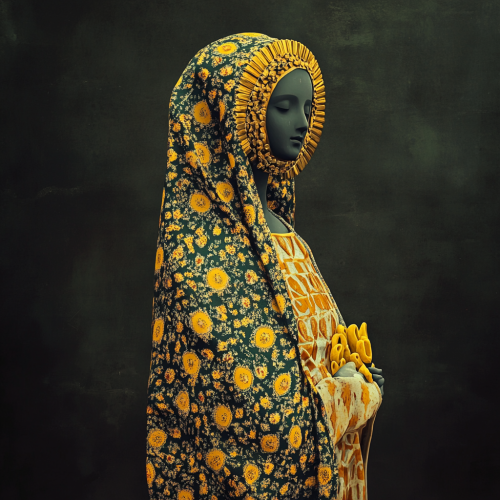 Saint Lucia statue in Mount Vesuvius with pasta