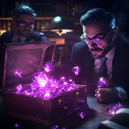 Sales team finds glowing diamonds in office treasure chest.