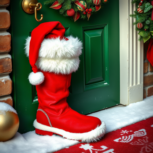 Santa's Realistic Boots by the Door