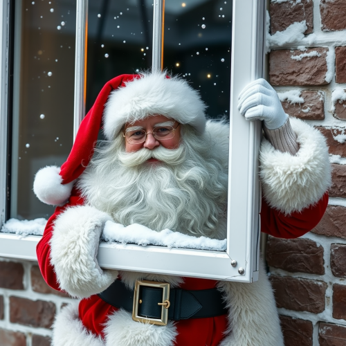 Santa Carrying an Aluminium Window