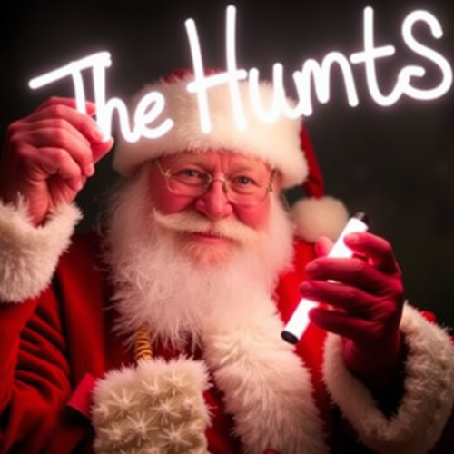 Santa Claus Gleefully Displays 'The Hunts' with Glowstick