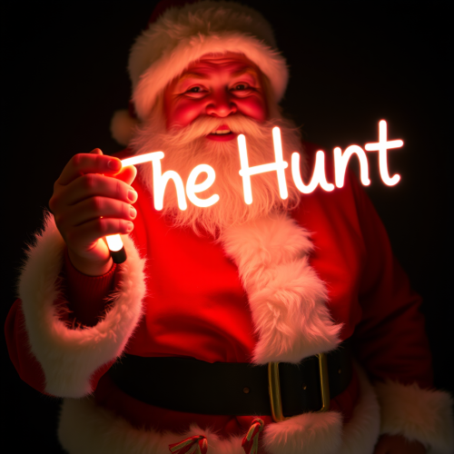 Santa Claus Holding 'The Hunt' Glow Stick