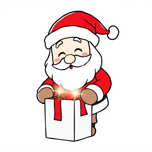 Santa Claus Opening a Glowing Gift Box