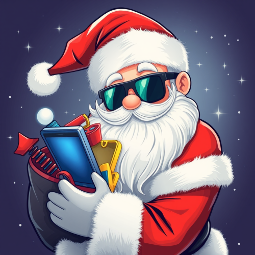 Santa Claus brings tech gadgets in his bag.