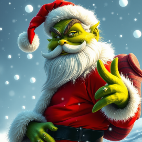 Santa Grinch Enjoying a Summer Without Snow