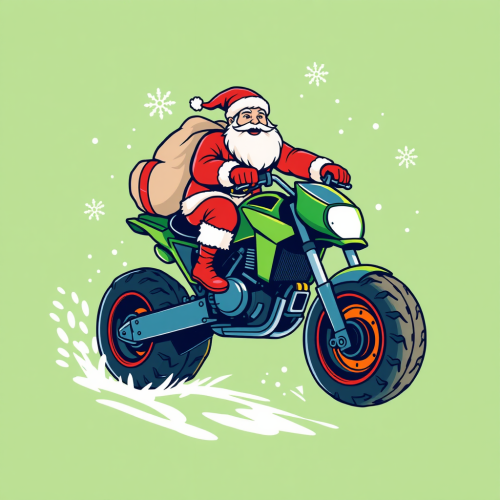 Santa Riding Festive Sports Bike with Gifts